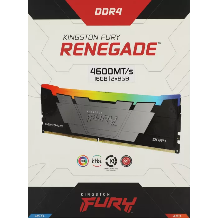 Память DDR4 2x8GB 4600МГц Kingston KF446C19RB2AK2/16 Fury Renegade RGB RTL Gaming PC4-36800 CL19 DIMM UDIMM 288-pin 1.5В kit single rank с радиатором Ret