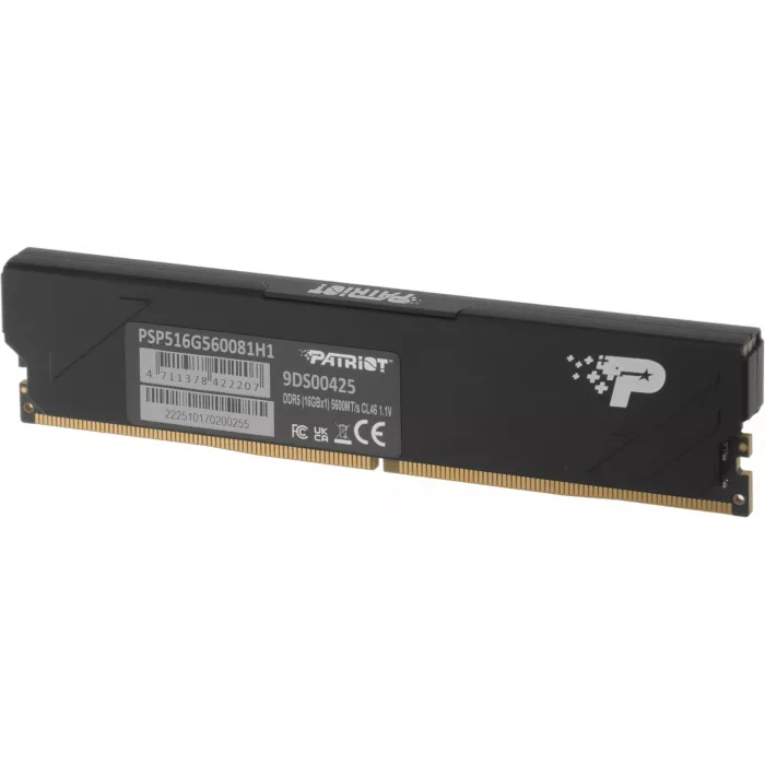 Память DDR5 16GB 5600MHz Patriot PSP516G560081H1 Signature Premium RTL PC5-44800 CL46 DIMM UDIMM 288-pin 1.1В single rank с радиатором Ret