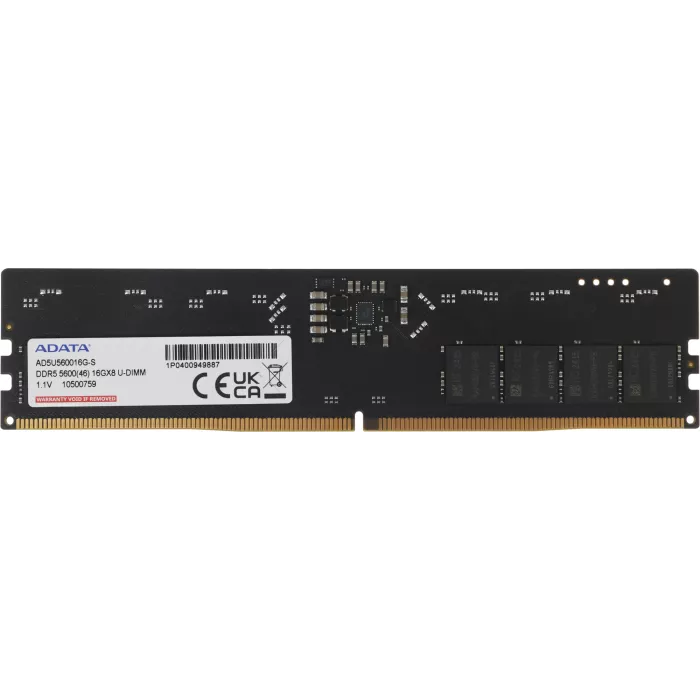 Память DDR5 16GB 5600MHz A-Data AD5U560016G-S RTL PC5-44800 CL46 DIMM UDIMM 288-pin 1.1В single rank Ret