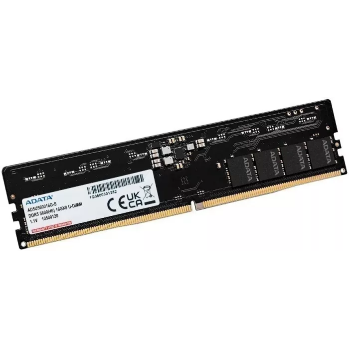 Память DDR5 16GB 5600MHz A-Data AD5U560016G-S RTL PC5-44800 CL46 DIMM UDIMM 288-pin 1.1В single rank Ret