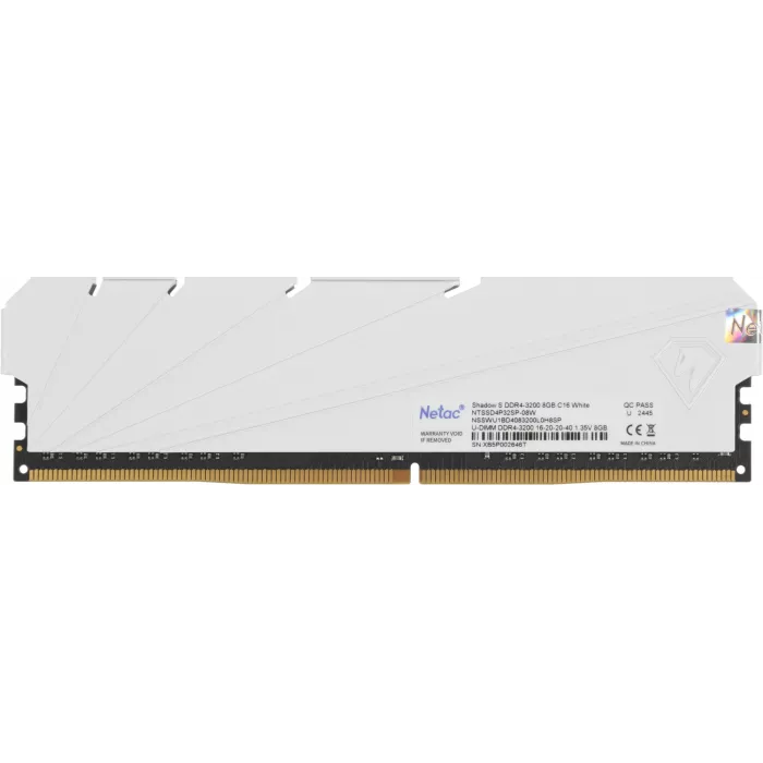 Память DDR4 8GB 3200MHz Netac NTSSD4P32SP-08W Shadow S RTL PC4-25600 CL16 DIMM UDIMM 288-pin 1.35В Intel с радиатором Ret
