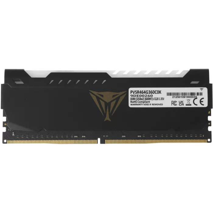 Память DDR4 2x32GB 3600MHz Patriot PVSR464G360C0K Viper Steel RGB RTL Gaming PC4-28800 CL20 DIMM UDIMM 288-pin 1.35В dual rank с радиатором Ret