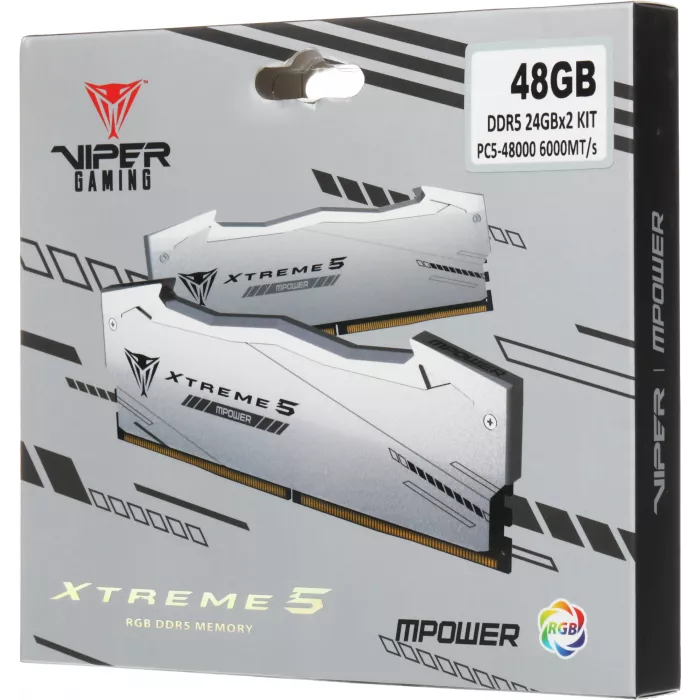 Память DDR5 2x24GB 6000MHz Patriot PVXR548G60C30KM Viper Xtreme 5 RGB RTL Gaming PC5-48000 CL30 DIMM UDIMM 288-pin 1.35В с радиатором Ret