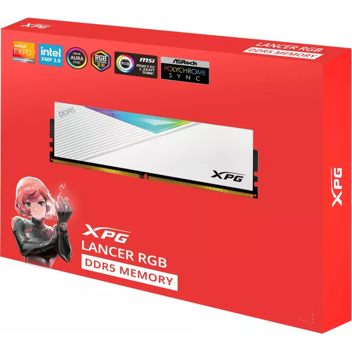 Память DDR5 2x16GB 7200MHz A-Data AX5U7200C3416G-DCLARWH XPG Lancer RGB RTL Gaming PC5-57600 CL34 DIMM UDIMM 288-pin 1.4В kit dual rank с радиатором Ret