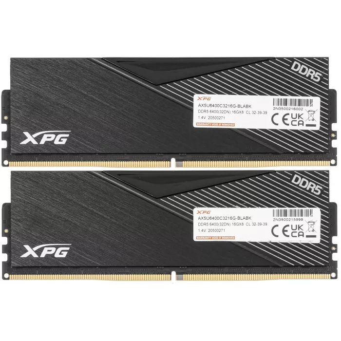 Память DDR5 2x16GB 6400MHz A-Data AX5U6400C3216G-DCLABK XPG Lancer RTL Gaming PC5-51200 CL32 DIMM UDIMM 288-pin 1.4В kit dual rank с радиатором Ret