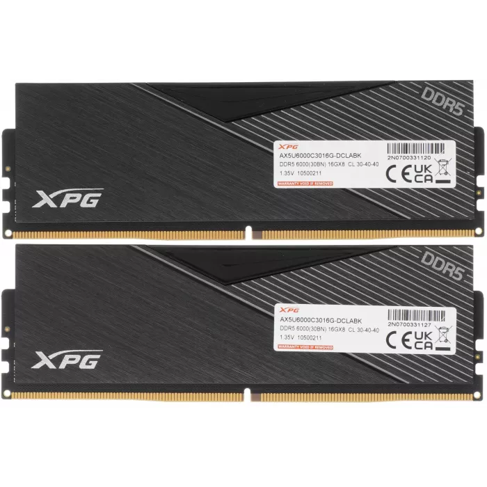 Память DDR5 2x16GB 6000MHz A-Data AX5U6000C3016G-DCLABK XPG Lancer RTL Gaming PC5-48000 CL30 DIMM UDIMM 288-pin 1.35В kit single rank с радиатором Ret