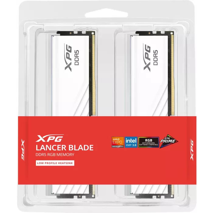 Память DDR5 2x16GB 6400MHz A-Data AX5U6400C3216G-DTLABRWH XPG Lancer Blade RGB RTL Gaming PC5-51200 CL32 DIMM UDIMM ECC 288-pin 1.4В kit dual rank с радиатором Ret