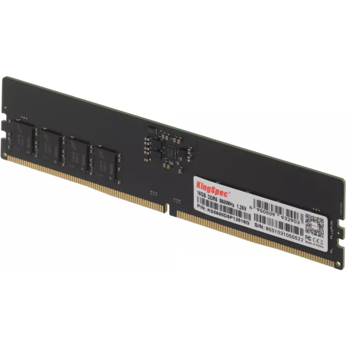 Память DDR5 16GB 5600MHz Kingspec KS5600D5P12516G RTL PC5-44800 CL40 DIMM UDIMM 288-pin 1.35В single rank Ret