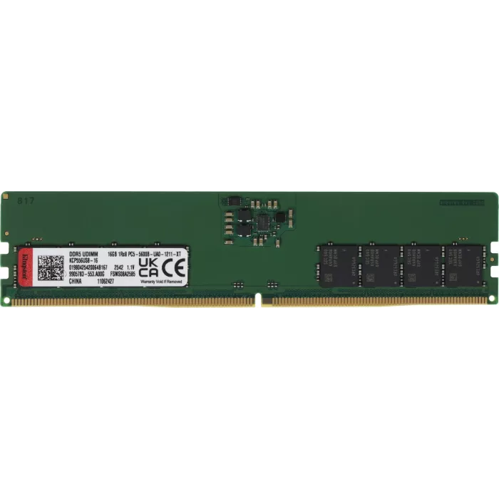 Память DDR5 16GB 5600MHz Kingston KCP556US8-16 RTL PC5-44800 CL46 DIMM UDIMM 288-pin 1.1В single rank Ret