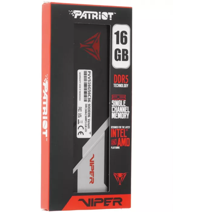 Память DDR5 16GB 5600MHz Patriot PVV516G56C36 Viper Venom RTL Gaming PC5-44800 CL36 DIMM UDIMM 288-pin 1.25В kit с радиатором Ret