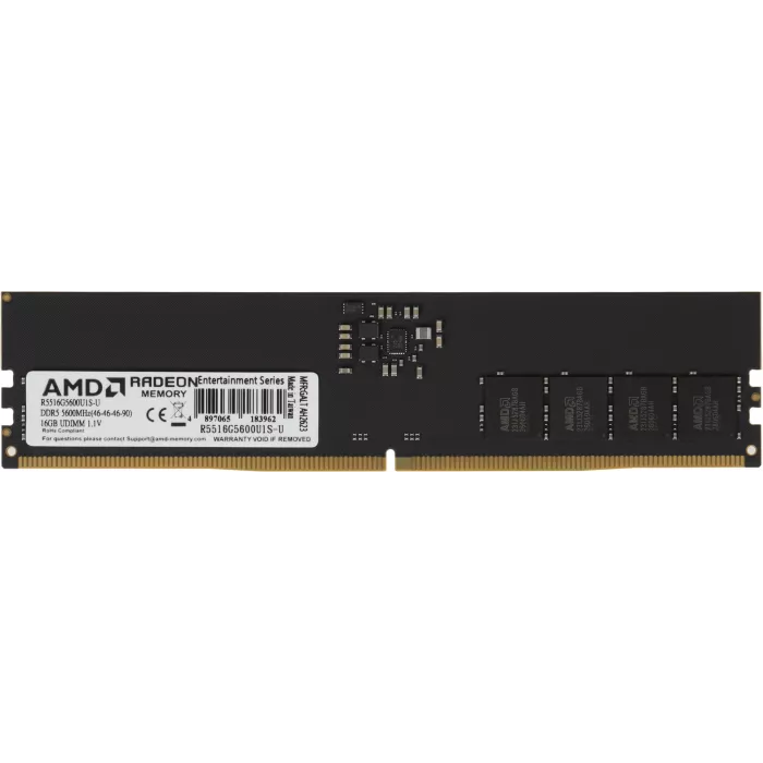 Память DDR5 16GB 5600MHz AMD R5516G5600U1S-U Radeon R5 RTL PC5-44800 CL46 DIMM UDIMM 288-pin 1.1В Ret