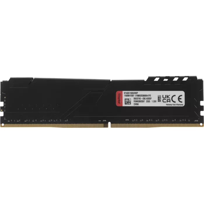 Память DDR4 8GB 3200MHz Kingston KF432C16BB/8WP Fury Beast Black RTL Gaming PC4-25600 CL16 DIMM UDIMM 288-pin 1.35В single rank с радиатором Ret