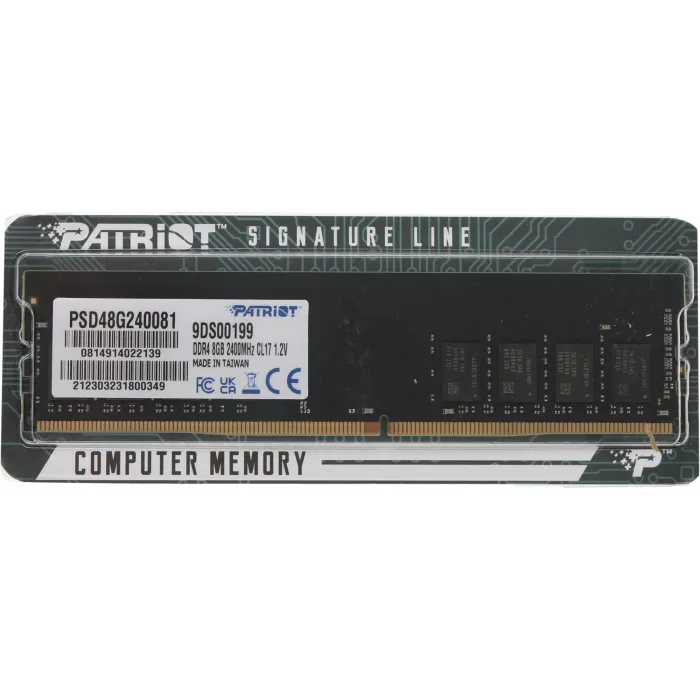 Память DDR4 8GB 2400MHz Patriot PSD48G240081 Signature RTL PC4-19200 CL17 DIMM UDIMM 288-pin 1.2В single rank Ret