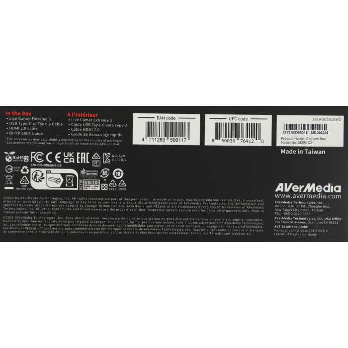 Карта видеозахвата Avermedia Live Gamer Extreme 3 GC551G2 внешний USB 3.1