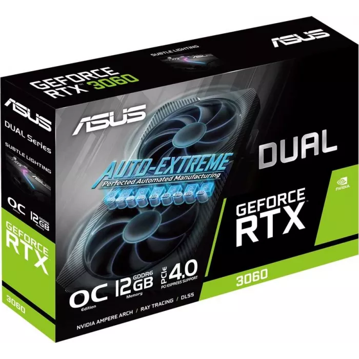 Видеокарта Asus PCI-E 4.0 DUAL-RTX3060-O12G-V2 LHR NVIDIA GeForce RTX 3060 12Gb 192bit GDDR6 1837/15000 HDMIx1 DPx3 HDCP Ret
