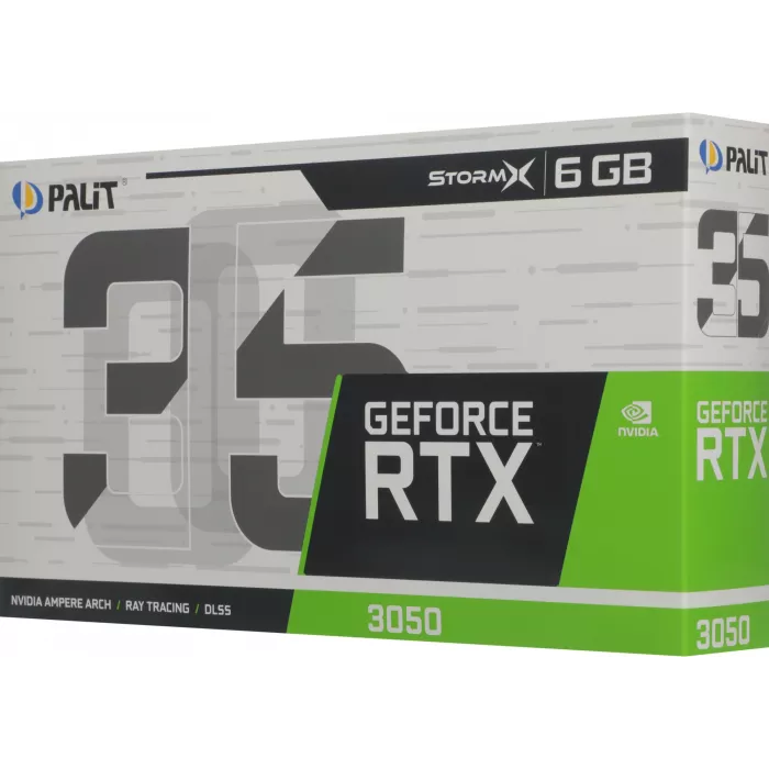 Видеокарта Palit PCI-E 4.0 PA-RTX3050 STORMX NVIDIA GeForce RTX 3050 6Gb 96bit GDDR6 1042/14000 DVIx1 HDMIx1 DPx1 HDCP Ret