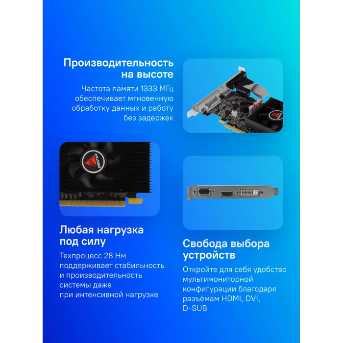 Видеокарта Biostar PCI-E 2.0 VN2103NHG6 NVIDIA GeForce 210 1Gb 64bit DDR3 589/1333 DVIx1 HDMIx1 CRTx1 Ret low profile