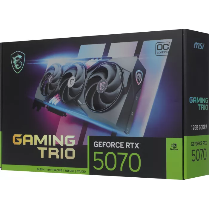 Видеокарта MSI PCI-E 5.0 RTX 5070 12G GAMING TRIO OC NVIDIA GeForce RTX 5070 12Gb 192bit GDDR7 2610/28000 HDMIx1 DPx3 HDCP Ret