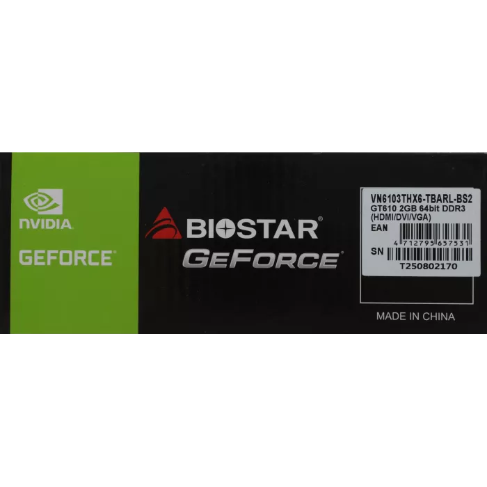 Видеокарта Biostar PCI-E 2.0 VN6103THX6 NVIDIA GeForce GT 610 2Gb 64bit DDR3 700/1333 DVIx1 HDMIx1 CRTx1 HDCP Ret low profile