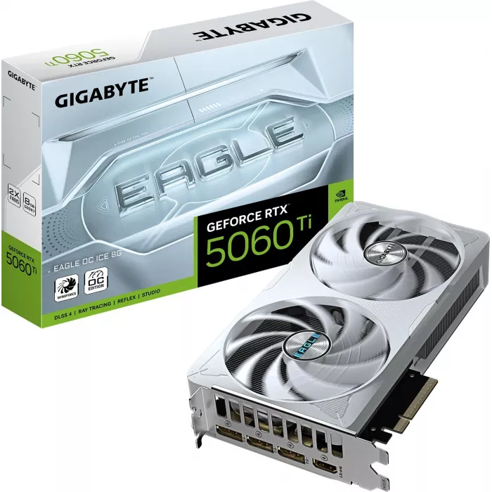 Видеокарта Gigabyte PCI-E 5.0 GV-N506TEAGLEOC ICE-8GD 1.0 NVIDIA GeForce RTX 5060TI 8Gb 128bit GDDR7 2572/28000 HDMIx1 DPx3 HDCP Ret