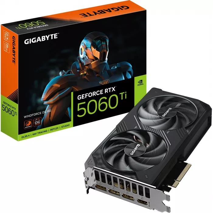 Видеокарта Gigabyte PCI-E 5.0 GV-N506TWF2OC-8GD 1.0 NVIDIA GeForce RTX 5060TI 8Gb 128bit GDDR7 2572/28000 HDMIx1 DPx3 HDCP Ret