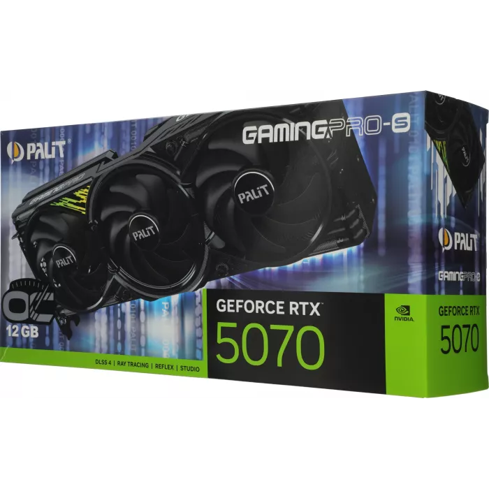 Видеокарта Palit PCI-E 5.0 PA-RTX5070 GAMINGPRO-S OC NVIDIA GeForce RTX 5070 12Gb 192bit GDDR7 2325/28000 HDMIx1 DPx3 HDCP Ret