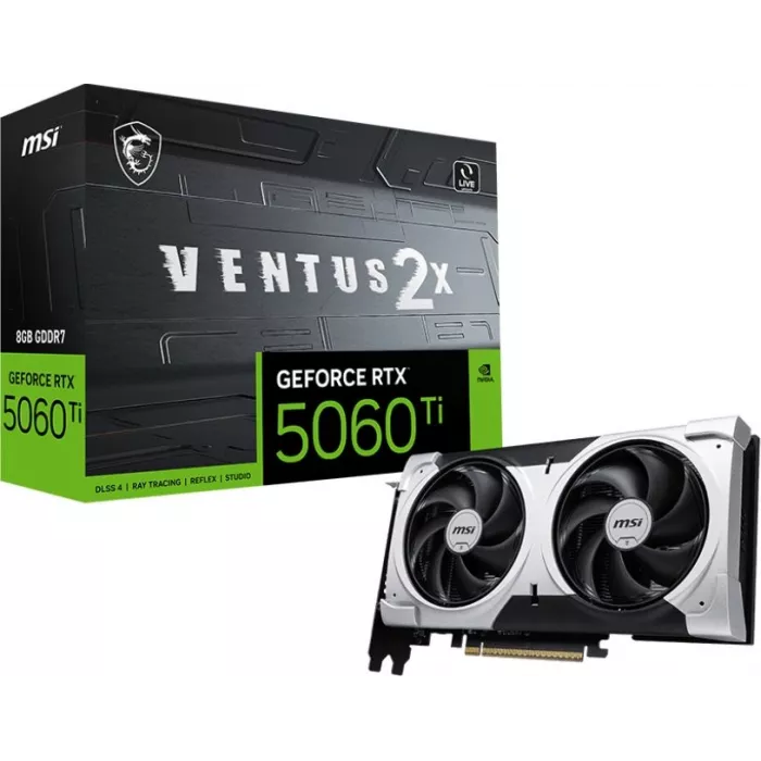 Видеокарта MSI PCI-E 5.0 RTX 5060 TI 8G VENTUS 2X PLUS NVIDIA GeForce RTX 5060TI 8Gb 128bit GDDR7 2572/28000 HDMIx1 DPx3 HDCP Ret