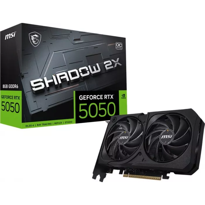 Видеокарта MSI PCI-E 5.0 RTX 5050 8G SHADOW 2X OC NVIDIA GeForce RTX 5050 8Gb 128bit GDDR6 2602/20000 HDMIx1 DPx3 HDCP Ret