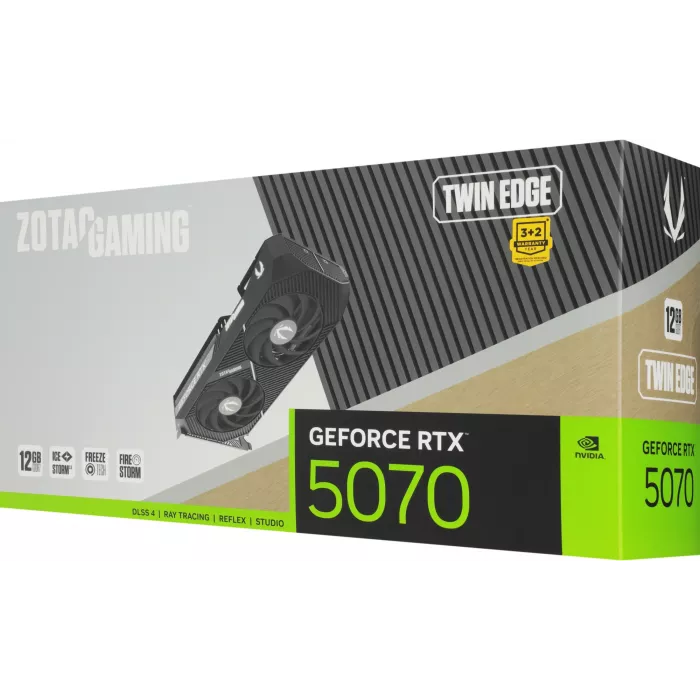 Видеокарта Zotac PCI-E 5.0 RTX 5070 TWIN EDGE NVIDIA GeForce RTX 5070 12Gb 192bit GDDR7 2512/28000 HDMIx1 DPx3 HDCP Ret