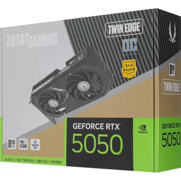 Видеокарта Zotac PCI-E 5.0 RTX 5050 TWIN EDGE OC NVIDIA GeForce RTX 5050 8Gb 128bit GDDR6 2602/20000 HDMIx1 DPx3 HDCP Ret