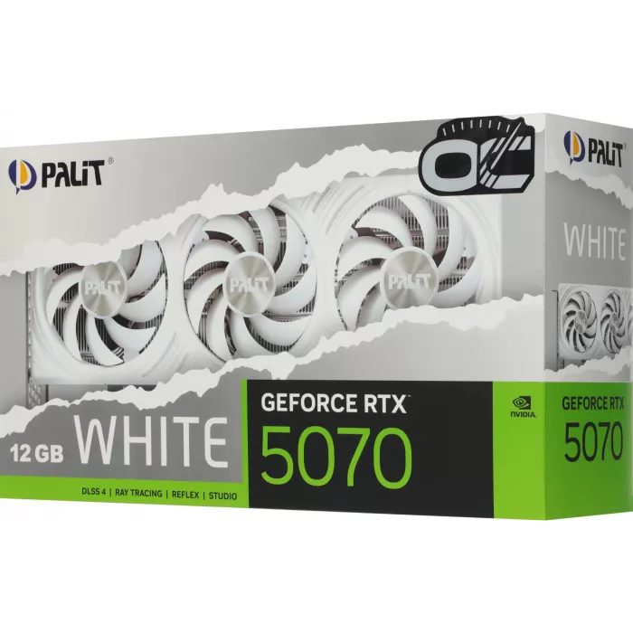 Видеокарта Palit PCI-E 5.0 PA-RTX5070 WHITE OC NVIDIA GeForce RTX 5070 12Gb 192bit GDDR7 2325/28000 HDMIx1 DPx3 HDCP Ret