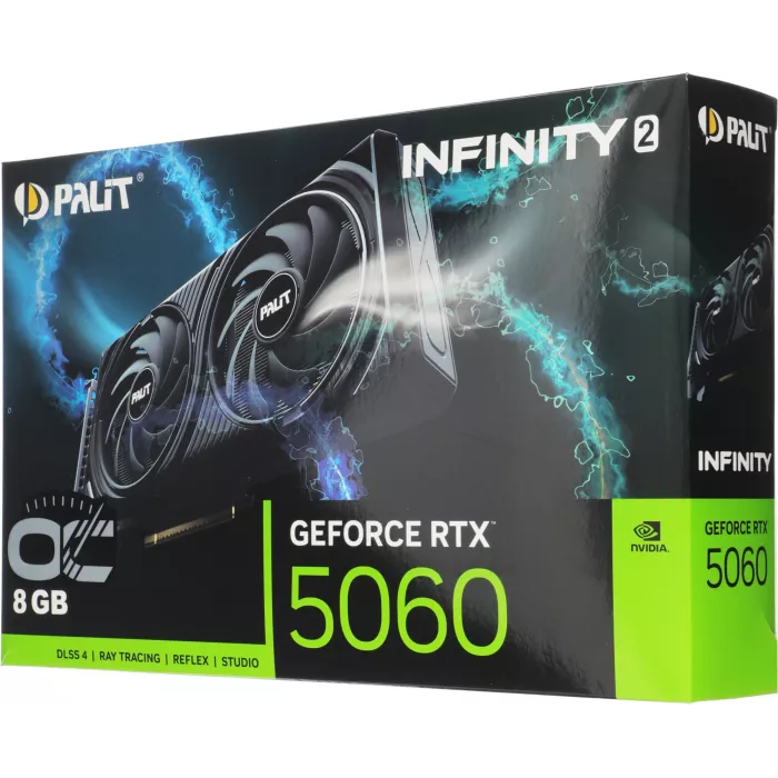 Видеокарта Palit PCI-E 5.0 PA-RTX5060 INFINITY 2 OC NVIDIA GeForce RTX 5060 8Gb 128bit GDDR7 2280/28000 HDMIx1 DPx3 HDCP Ret