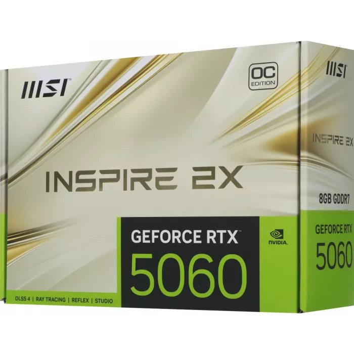 Видеокарта MSI PCI-E 5.0 RTX 5060 8G INSPIRE 2X OC NVIDIA GeForce RTX 5060 8Gb 128bit GDDR7 2535/28000 HDMIx1 DPx3 HDCP Ret