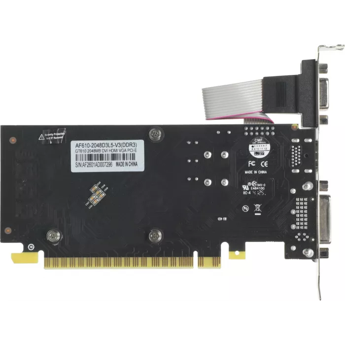 Видеокарта Afox PCI-E 3.0 AF610-2048D3L5-V3 NVIDIA GeForce GT 610 2Gb 64bit DDR3 810/1333 DVIx1 HDMIx1 CRTx1 HDCP Ret low profile