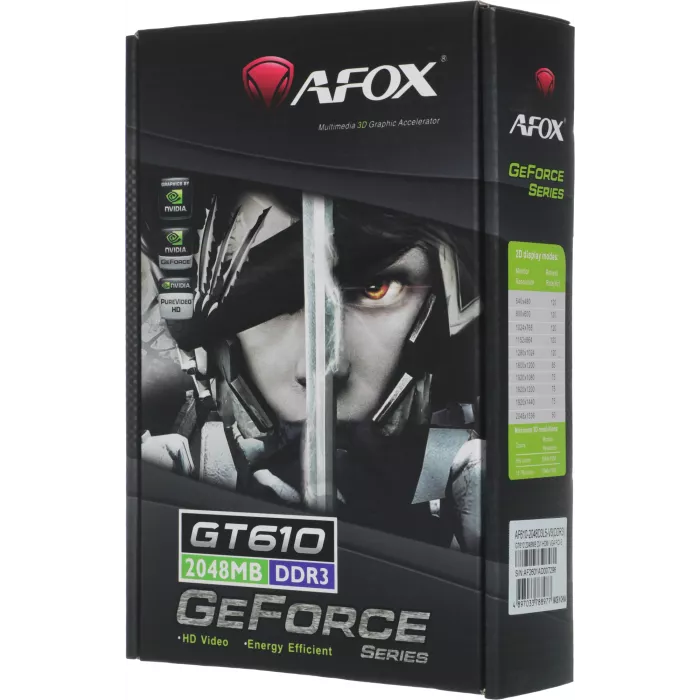 Видеокарта Afox PCI-E 3.0 AF610-2048D3L5-V3 NVIDIA GeForce GT 610 2Gb 64bit DDR3 810/1333 DVIx1 HDMIx1 CRTx1 HDCP Ret low profile