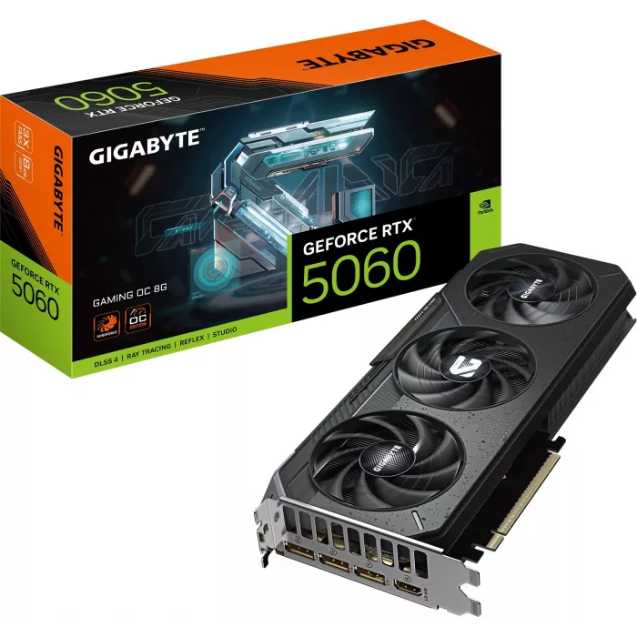 Видеокарта Gigabyte PCI-E 5.0 GV-N5060GAMING OCV2-8GD NVIDIA GeForce RTX 5060 8Gb 128bit GDDR7 2595/28000 HDMIx1 DPx3 HDCP Ret