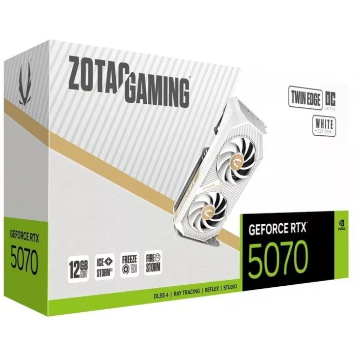 Видеокарта Zotac PCI-E 5.0 RTX 5070 Twin Edge OC White NVIDIA GeForce RTX 5070 12Gb 192bit GDDR7 2542/28000 HDMIx1 DPx3 HDCP Ret