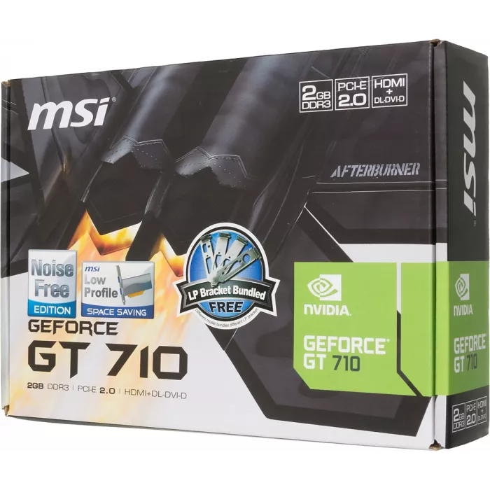 Видеокарта MSI PCI-E 2.0 GT 710 2GD3H LP NVIDIA GeForce GT 710 2Gb 64bit DDR3 954/1600 DVIx1 HDMIx1 CRTx1 HDCP Ret low profile