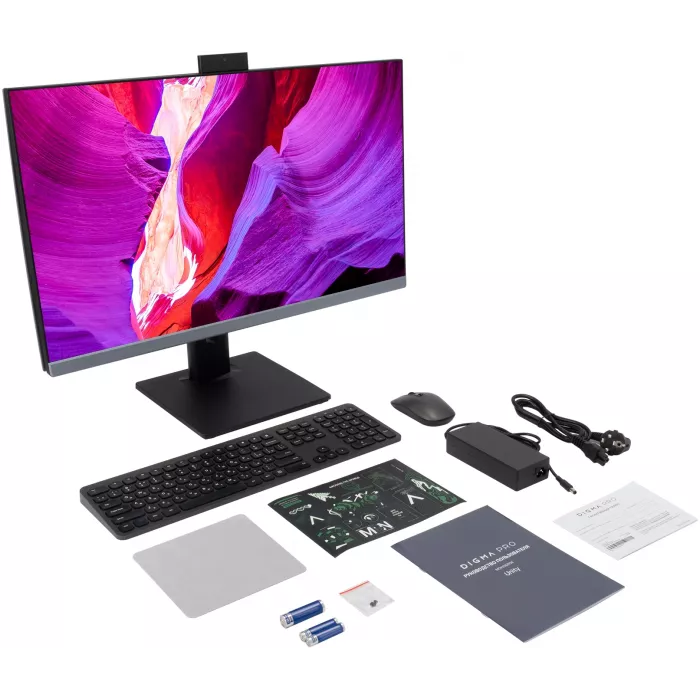 Моноблок Digma Pro Unity 27" Full HD i3 1215U (1.2) 16Gb SSD512Gb UHDG CR Windows 11 Pro GbitEth WiFi BT 90W клавиатура мышь Cam серый/черный 1920x1080