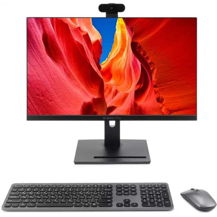 Моноблок Digma Pro Vision 23.8" Full HD Ryzen 3 5425U (2.7) 8Gb SSD256Gb RGr CR Windows 11 Pro Eth WiFi BT 90W клавиатура мышь Cam черный 1920x1080