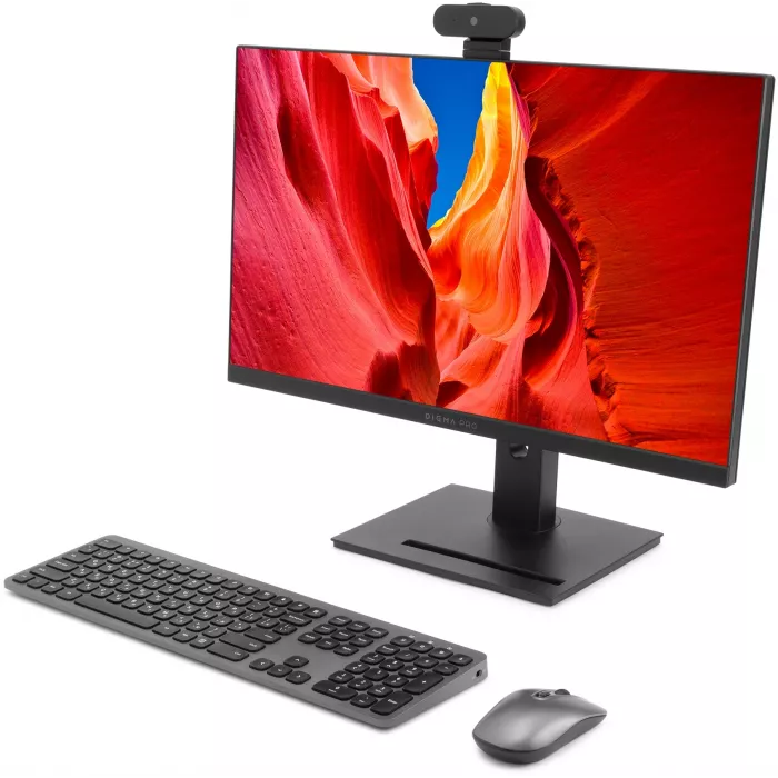 Моноблок Digma Pro Vision 23.8" Full HD Ryzen 3 5425U (2.7) 8Gb SSD256Gb RGr CR Windows 11 Pro Eth WiFi BT 90W клавиатура мышь Cam черный 1920x1080