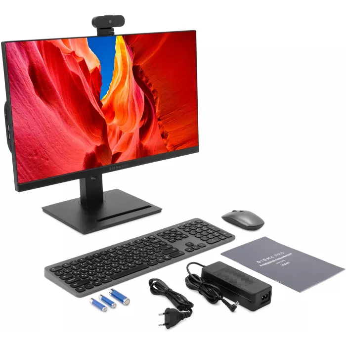 Моноблок Digma Pro Vision 23.8" Full HD Ryzen 3 5425U (2.7) 8Gb SSD256Gb RGr CR Windows 11 Pro Eth WiFi BT 90W клавиатура мышь Cam черный 1920x1080
