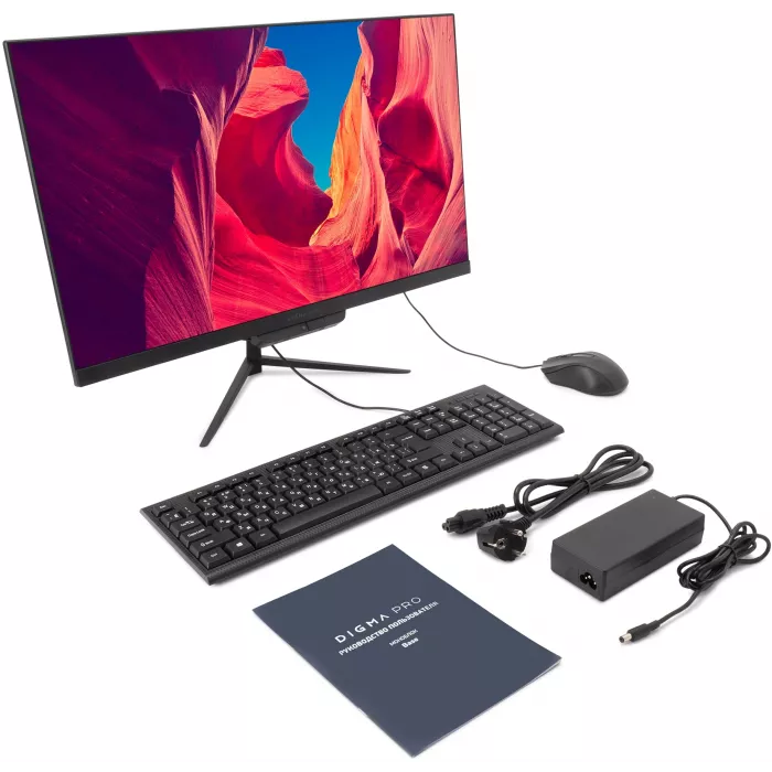 Моноблок Digma Pro Base 23.8" Full HD i3 12100 (3.3) 16Gb SSD512Gb UHDG 730 Windows 11 Pro GbitEth WiFi BT 90W клавиатура мышь Cam черный 1920x1080