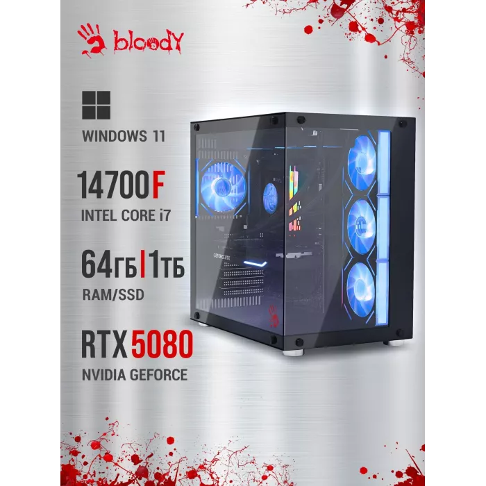 ПК Bloody BD-PC CZ79C3 MT i7 14700F (2.1) 64Gb SSD1Tb RTX5080 16Gb Windows 11 Home 64 GbitEth 850W черный (RUS) (2086028)