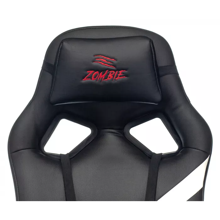 Кресло игровое Zombie Driver черный/белый экокожа с подголов. крестов. пластик
