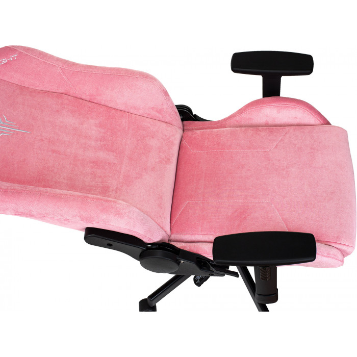 Кресло игровое Knight N1 Fabric розовый Velvet 36 с подголов. крестов. металл