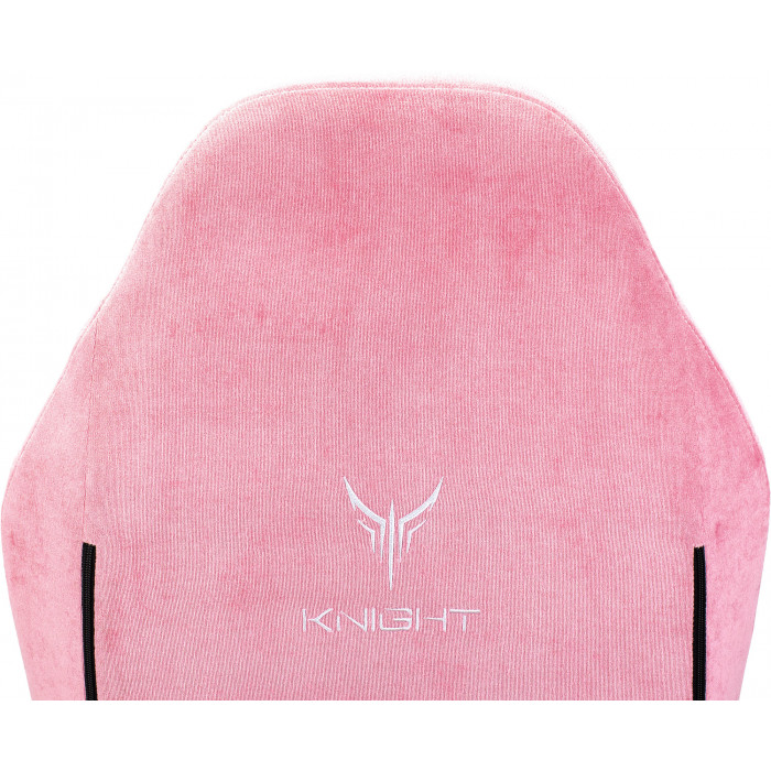 Кресло игровое Knight N1 Fabric розовый Velvet 36 с подголов. крестов. металл