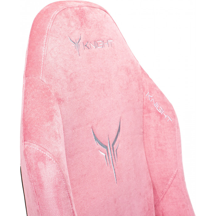 Кресло игровое Knight N1 Fabric розовый Velvet 36 с подголов. крестов. металл