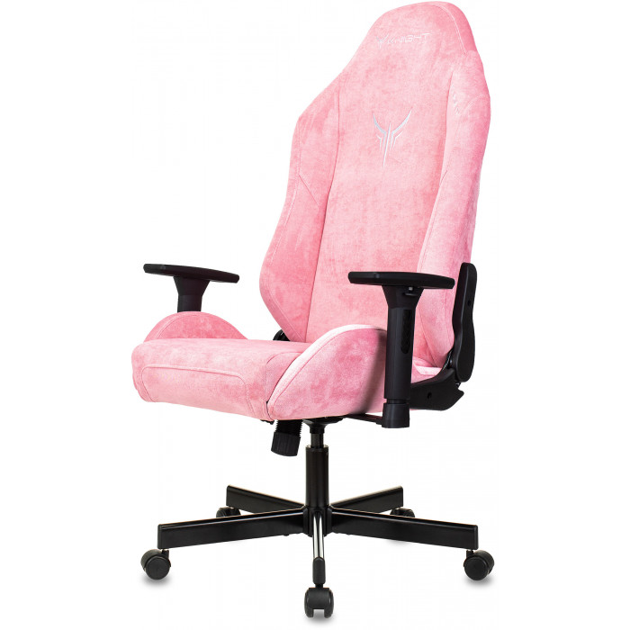 Кресло игровое Knight N1 Fabric розовый Velvet 36 с подголов. крестов. металл