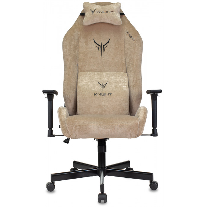 Кресло игровое Knight N1 Fabric бежевый Light-21 с подголов. крестов. металл